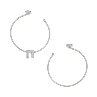 Ασημένια επιπλατινωμένα σκουλαρίκια Κρίκοι Μονόγραμμα Π 35.00mm