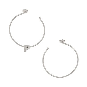 Ασημένια επιπλατινωμένα σκουλαρίκια Κρίκοι Μονόγραμμα Ρ 35.00mm