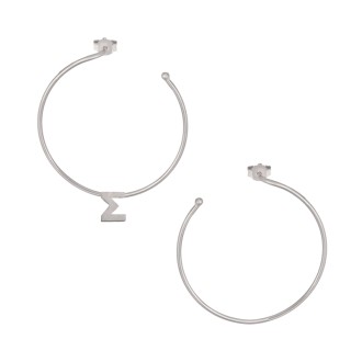 Ασημένια επιπλατινωμένα σκουλαρίκια Κρίκοι Μονόγραμμα Σ 35.00mm