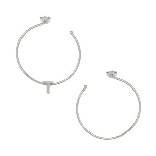 Ασημένια επιπλατινωμένα σκουλαρίκια Κρίκοι Μονόγραμμα Τ 35.00mm