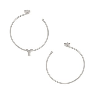 Ασημένια επιπλατινωμένα σκουλαρίκια Κρίκοι Μονόγραμμα Υ 35.00mm