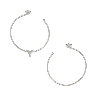 Ασημένια επιπλατινωμένα σκουλαρίκια Κρίκοι Μονόγραμμα Υ 35.00mm