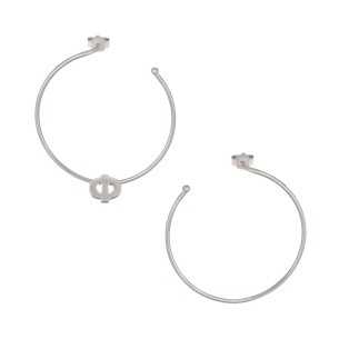 Ασημένια επιπλατινωμένα σκουλαρίκια Κρίκοι Μονόγραμμα Φ 35.00mm