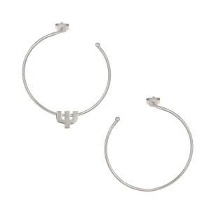 Ασημένια επιπλατινωμένα σκουλαρίκια Κρίκοι Μονόγραμμα Ψ 35.00mm