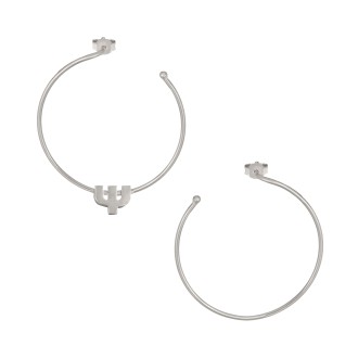 Ασημένια επιπλατινωμένα σκουλαρίκια Κρίκοι Μονόγραμμα Ψ 35.00mm