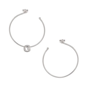 Ασημένια επιπλατινωμένα σκουλαρίκια Κρίκοι Μονόγραμμα G 35.00mm