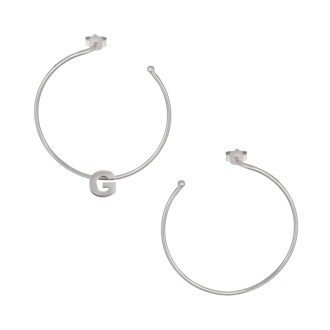 Ασημένια επιπλατινωμένα σκουλαρίκια Κρίκοι Μονόγραμμα G 35.00mm
