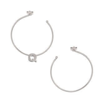 Ασημένια επιπλατινωμένα σκουλαρίκια Κρίκοι Μονόγραμμα Q 35.00mm