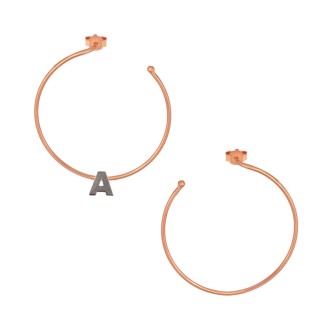 Ασημένια μαύρα σκουλαρίκια Κρίκοι Μονόγραμμα Α 35.00mm