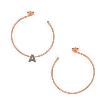 Ασημένια μαύρα σκουλαρίκια Κρίκοι Μονόγραμμα Α 35.00mm