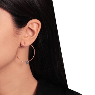 Ασημένια μαύρα σκουλαρίκια Κρίκοι Μονόγραμμα Α 35.00mm