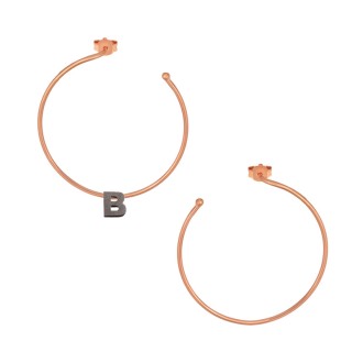 Ασημένια μαύρα σκουλαρίκια Κρίκοι Μονόγραμμα Β 35.00mm