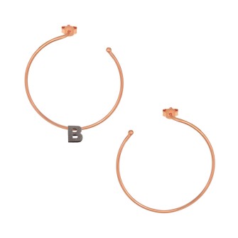 Ασημένια μαύρα σκουλαρίκια Κρίκοι Μονόγραμμα Β 35.00mm