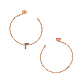 Ασημένια μαύρα σκουλαρίκια Κρίκοι Μονόγραμμα Γ 35.00mm