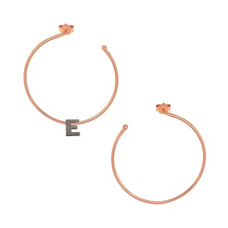 Ασημένια μαύρα σκουλαρίκια Κρίκοι Μονόγραμμα Ε 35.00mm