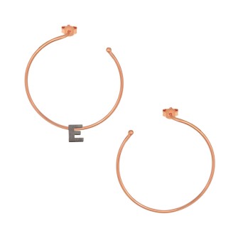 Ασημένια μαύρα σκουλαρίκια Κρίκοι Μονόγραμμα Ε 35.00mm