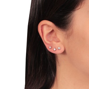 Ασημένια Σετ Σκουλαρίκια Μονόπετρα