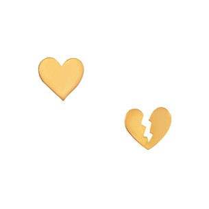 Ασημένια επίχρυσα σκουλαρίκια Καρδιές