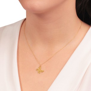 Ασημένιο επίχρυσο κολιέ Πεταλούδα