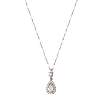 Λευκόχρυσο 9k κολιέ Μονόπετρο Σταγόνα Ροζέτα