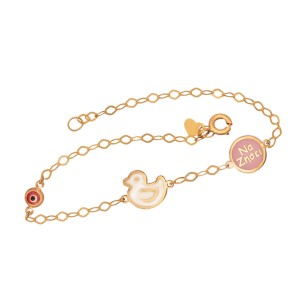 Παιδικό χρυσό 9k βραχιόλι Παπάκι Μάτι Να Ζήσει