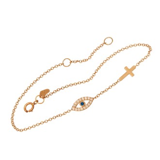 Χρυσό 9k βραχιόλι Μάτι Σταυρός