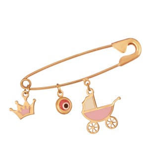 Χρυσή παιδική Παραμάνα Καρότσι Μάτι Κορώνα