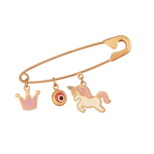 Χρυσή 14k παιδική Παραμάνα Μονόκερως Μάτι