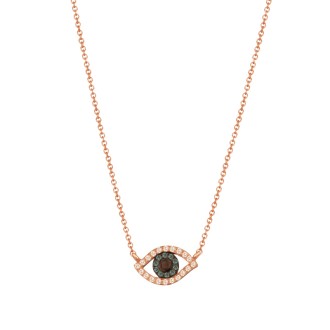 Ρόζ χρυσό 18k κολιέ Μάτι Διαμάντια Ζαφείρια