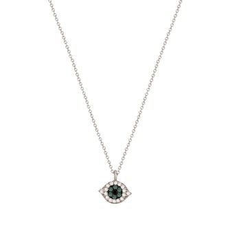 Λευκόχρυσο 18k κολιέ Μάτι Διαμάντια Ζαφείρια