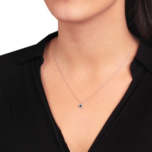 Λευκόχρυσο 18k κολιέ Μάτι Διαμάντια Ζαφείρια