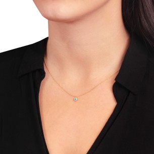 Χρυσό 18k κολιέ Μάτι Διαμάντια Τιρκουάζ