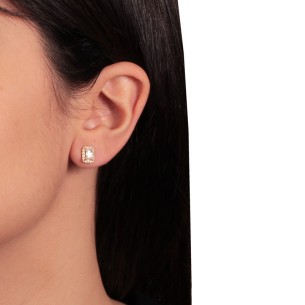 Χρυσά 9k σκουλαρίκια Emerald Ροζέτες