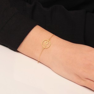 Ασημένιο επίχρυσο βραχιόλι Κύκλος Κύμα