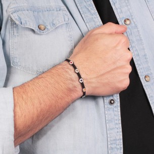 Βραχιόλι κορδόνια ασημένιοι Κύκλοι