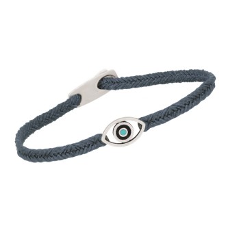 Βραχιόλι κορδόνι ασημένιο Μάτι