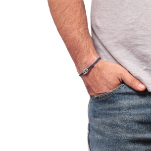 Βραχιόλι κορδόνι ασημένιο Μάτι