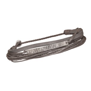 Βραχιόλι κορδόνια ασημένια Μπάρα Ταυτότητα