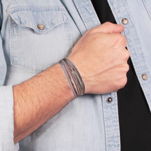 Βραχιόλι κορδόνια ασημένια Μπάρα Ταυτότητα