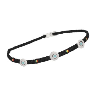 Βραχιόλι κορδόνι ασημένια Μάτια Κύκλοι