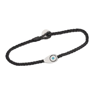 Βραχιόλι κορδόνι ασημένιο Μάτι Σταγόνα