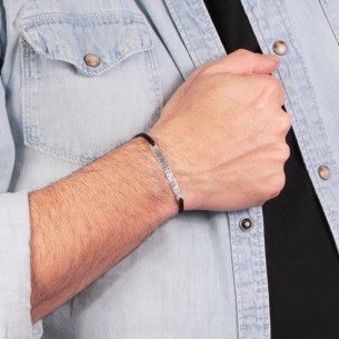 Βραχιόλι κορδόνι ασημένια Μπάρα