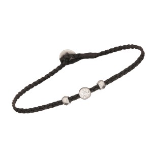Βραχιόλι κορδόνι ασημένιο Μονόπετρο