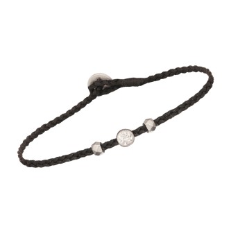 Βραχιόλι κορδόνι ασημένιο Μονόπετρο