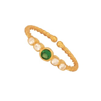 Ασημένιο επίχρυσο δαχτυλίδι Βέρα Μονόπετρα