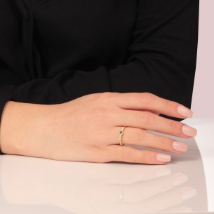 Ασημένιο επίχρυσο δαχτυλίδι Βέρα Μονόπετρα