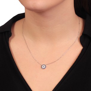 Ασημένιο επιπλατινωμένο κολιέ Μάτι Στόχος