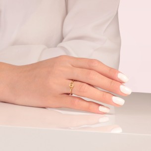 Ασημένιο επίχρυσο δαχτυλίδι Μάτι