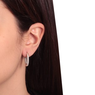 Ασημένια σκουλαρίκια huggies Κρίκοι Οβάλ 15.00mm