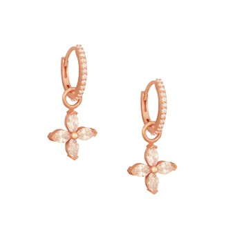 Ασημένια ρόζ σκουλαρίκια Κρίκοι Τετράφυλλα 13.00mm